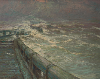 Albert Isidore Devos (1868-1950): Trois marines, huile sur board