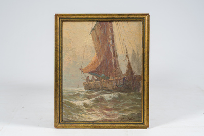 Albert Isidore Devos (1868-1950): Trois marines, huile sur board