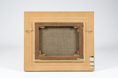 &Eacute;cole allemande: Un berger et son troupeau dans un paysage, huile sur toile, 18&egrave;me si&egrave;cle