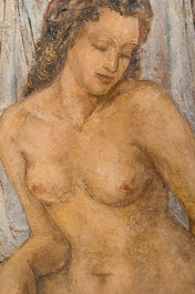 Carmen Dionyse (1921-2013): Nu allong&eacute;, huile sur toile, dat&eacute; (19)46