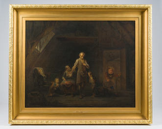 Leopold Fissette (1814-1889): 'Le pain vol&eacute;', huile sur toile, Li&egrave;ge, dat&eacute; 1869