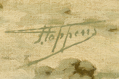 Frans Coppens (1895-1975) : Paysage d'hiver enneig&eacute;, huile sur toile