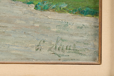 Emile Claus (1849-1924): Langs de oevers van de Leie, olie op doek