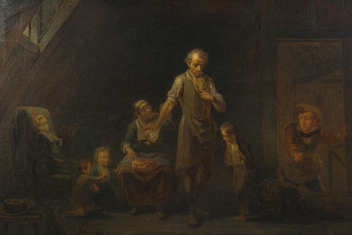 Leopold Fissette (1814-1889): 'Le pain vol&eacute;', huile sur toile, Li&egrave;ge, dat&eacute; 1869