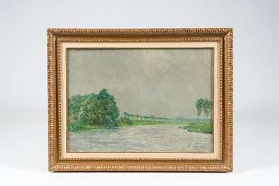 Emile Claus (1849-1924): Langs de oevers van de Leie, olie op doek