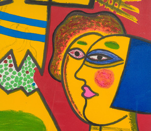 Guillaume Corneille van Beverloo (Corneille, 1922-2010): 'Le grand oiseau au dessus du mont Fuji', kleurenlithografie, ed. E.A. 11/25, (1989)