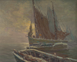 Albert Isidore Devos (1868-1950): Trois marines, huile sur board