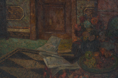 F&eacute;lix Gogo (1872-1953): 'Hollandsch interieur', olie op doek