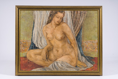Carmen Dionyse (1921-2013): Nu allong&eacute;, huile sur toile, dat&eacute; (19)46