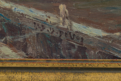 Albert Isidore Devos (1868-1950): Trois marines, huile sur board