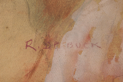 Rapha&euml;l De Buck (1902-1986): Deux &eacute;l&eacute;gantes, aquarelle et gouache sur papier