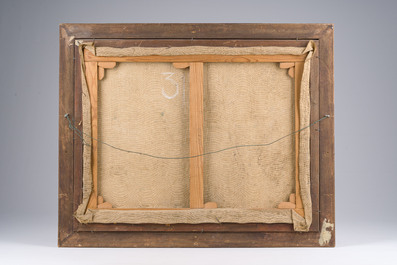 Albert Pinot (1875-1962): Paysage fluvial anim&eacute; d'une barque, huile sur toile