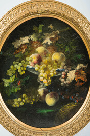 Auguste Velghe (1831-1912): Two still lifes with fruit and flowers, oil on canvas