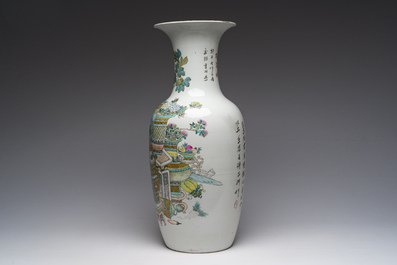 Vase en porcelaine de Chine qianjiang cai &agrave; d&eacute;cor d'antiquit&eacute;s, 19&egrave;me/20&egrave;me si&egrave;cle