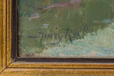 Henry Rul (1862-1942): 'De beek - Nederviersel / Le ruisseau - Nederviersel', olie op doek