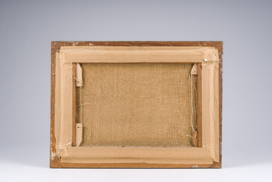 Modest Huys (1874-1932): Landscape with farmers at work, oil on canvas