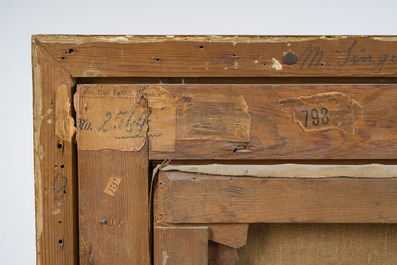 Isidore Opsomer (1878-1967): Le b&eacute;guinage de Lierre sous la neige, huile sur toile