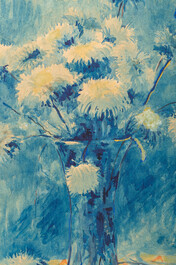 Prosper De Troyer (1880-1961): Nature morte au vase de fleurs, aquarelle sur papier