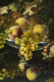 Auguste Velghe (1831-1912): Two still lifes with fruit and flowers, oil on canvas