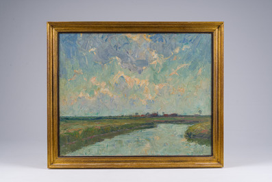 Henry Rul (1862-1942): 'De beek - Nederviersel / Le ruisseau - Nederviersel', olie op doek