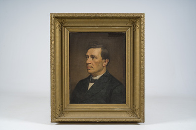 Frans De Wilde (1840-1918): Portrait d'un homme et d'une femme, huile sur toile, dat&eacute; 1873