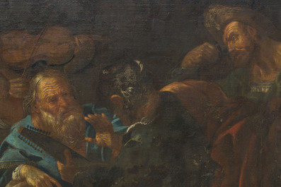 &Eacute;cole italienne: La troupe musicale, huile sur toile, 17&egrave;me si&egrave;cle