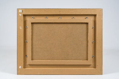 Hubert Malfait (1898-1971): Porcs et un coq, fusain brun sur papier