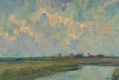 Henry Rul (1862-1942): 'De beek - Nederviersel / Le ruisseau - Nederviersel', olie op doek