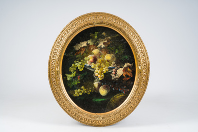 Auguste Velghe (1831-1912): Two still lifes with fruit and flowers, oil on canvas