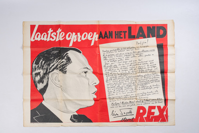 Trois affiches &eacute;lectorales du parti Rex dirig&eacute; par L&eacute;on Degrelle, dat&eacute;  1936