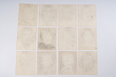 &Eacute;cole belge: Vaste collection d'esquisses de portraits et un carnet de croquis, techniques mixtes sur papier, 20&egrave;me si&egrave;cle