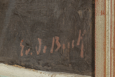 Evarist De Buck (1892-1974): 'Winter op de Leie', huile sur toile