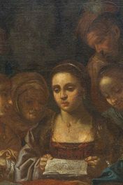 &Eacute;cole italienne: La troupe musicale, huile sur toile, 17&egrave;me si&egrave;cle