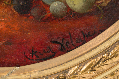 Auguste Velghe (1831-1912): Two still lifes with fruit and flowers, oil on canvas