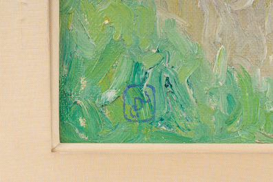 Gustave De Smet (1877-1943): Paysage d'&eacute;t&eacute; avec meules de foin, huile sur toile