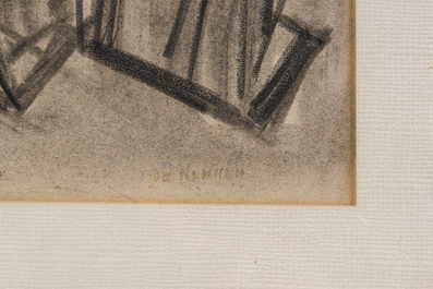 &Eacute;cole belge, illisiblement sign&eacute;: Les trois gr&acirc;ces, fusain sur papier, dat&eacute; 1971