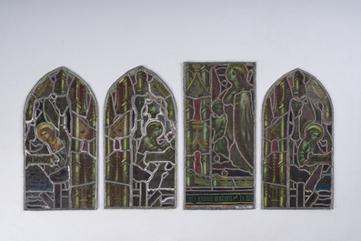 Quatre vitraux &agrave; d&eacute;cor de repr&eacute;sentations religieuses, 19&egrave;me si&egrave;cle