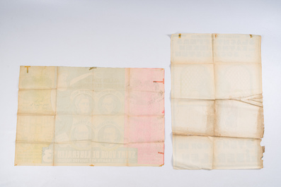 Quatre affiches &eacute;lectorales du parti lib&eacute;ral, lith. Delplace-Koch &amp; Cie, J. De Gr&egrave;ve &amp; Cie et O. De Rycker, dat&eacute; 1936