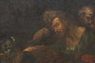 &Eacute;cole italienne: La troupe musicale, huile sur toile, 17&egrave;me si&egrave;cle