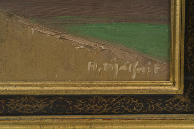 Hubert Malfait (1898-1971): 'Landschap met vlieger', olie op doek, gedateerd 1955