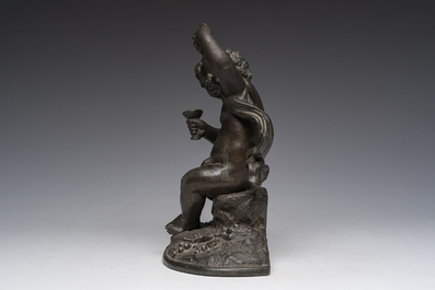 Ecole fran&ccedil;aise: Bacchus, zamac patin&eacute;, 20&egrave;me si&egrave;cle