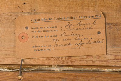 Evarist De Buck (1892-1974): 'Winter op de Leie', huile sur toile