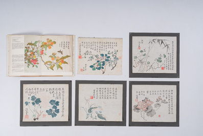 Ecole chinoise: Cinq estampes d'un album, probablement 17&egrave;me si&egrave;cle, et le livre 'Les estampes du studio des dix bambous'