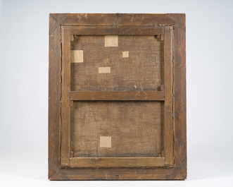 Ecole belge: Portrait d'une fillette et de son chien, huile sur toile, 19&egrave;me si&egrave;cle