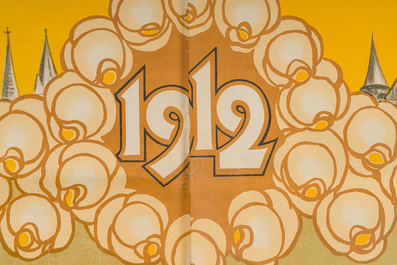Henri Thiery (1875-1941): Grande affiche du programme des festivit&eacute;s communales de la ville de Gand', Lith. L&eacute;once de Keghel, dat&eacute; 1912