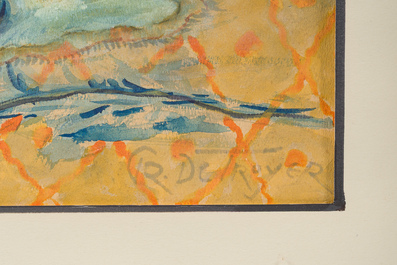 Prosper De Troyer (1880-1961): Nature morte au vase de fleurs, aquarelle sur papier