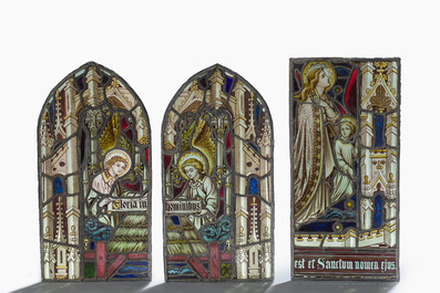 Quatre vitraux &agrave; d&eacute;cor de repr&eacute;sentations religieuses, 19&egrave;me si&egrave;cle
