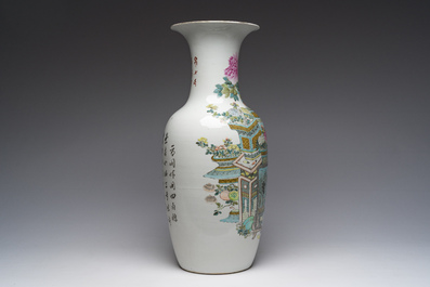 Vase en porcelaine de Chine qianjiang cai &agrave; d&eacute;cor d'antiquit&eacute;s, 19&egrave;me/20&egrave;me si&egrave;cle