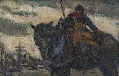 Eugeen Van Mieghem (1875-1930): 'Natiepaard', huile sur board