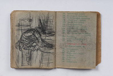 Eugeen Van Mieghem (1875-1930): Carnet de croquis avec des sc&egrave;nes de la vie quotidienne &agrave; Anvers, fusain et pastel, dat&eacute; 22 et 23 ao&ucirc;t 1901